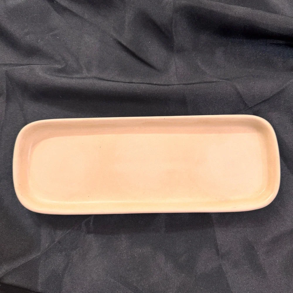 Pier 1 China Trinket Dish Plate Catchall Vanity‎ Tray Matte Beige Candle Holder